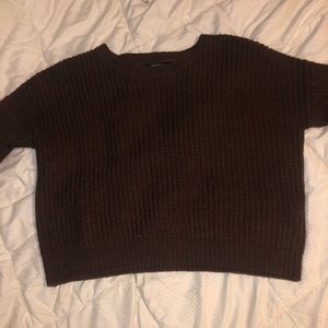 slightly cropped brown sweater